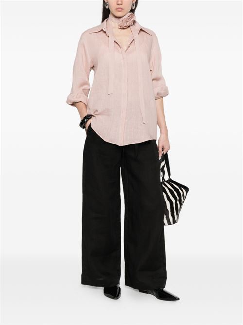 Blusa donna Marella Sport rosa in lino con fiocco MARELLA Sport | EDITORE007